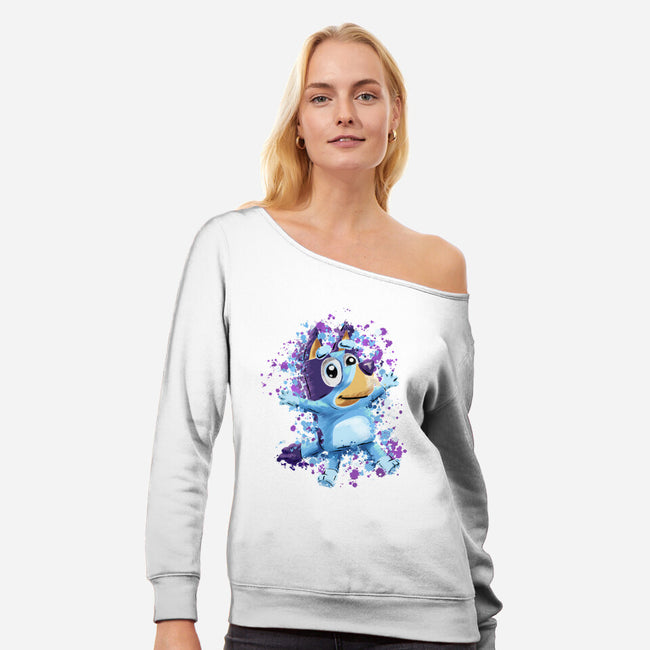 Dog Paint Drops-Womens-Off Shoulder-Sweatshirt-nickzzarto