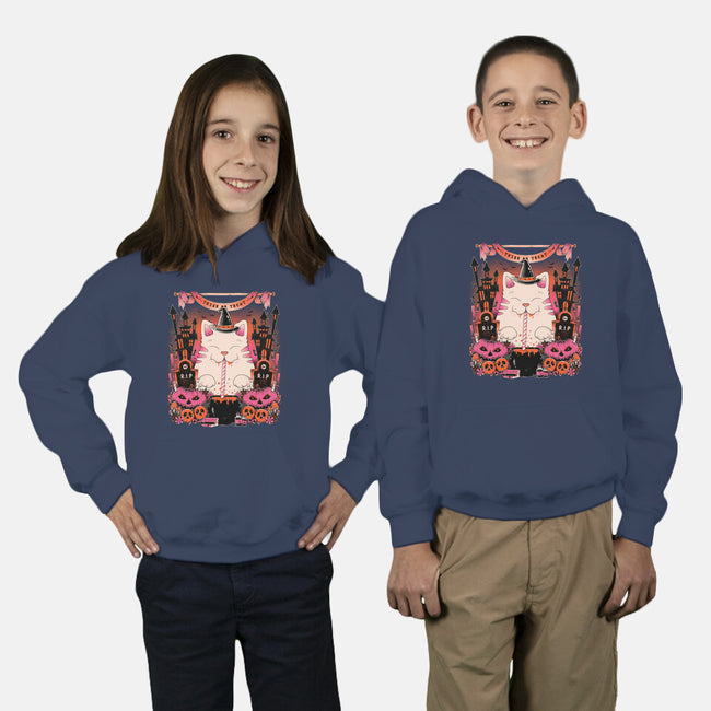 Witch Cat-Youth-Pullover-Sweatshirt-GODZILLARGE