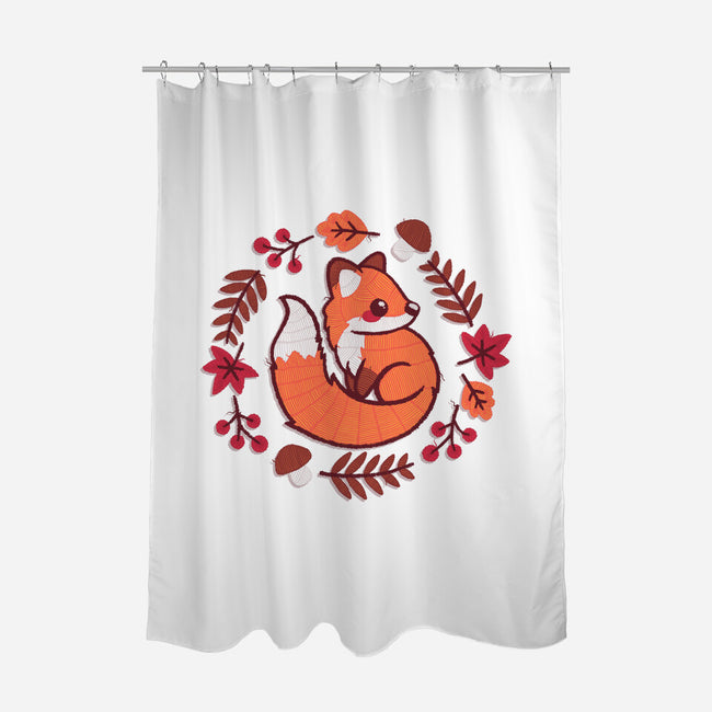 Fox Embroidery Patch-None-Polyester-Shower Curtain-NemiMakeit