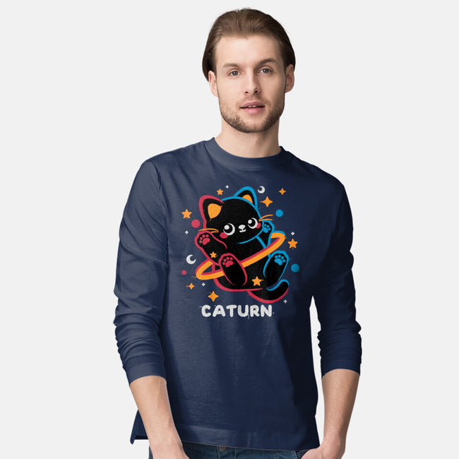 Caturn Embroidery Patch-Mens-Long Sleeved-Tee-NemiMakeit