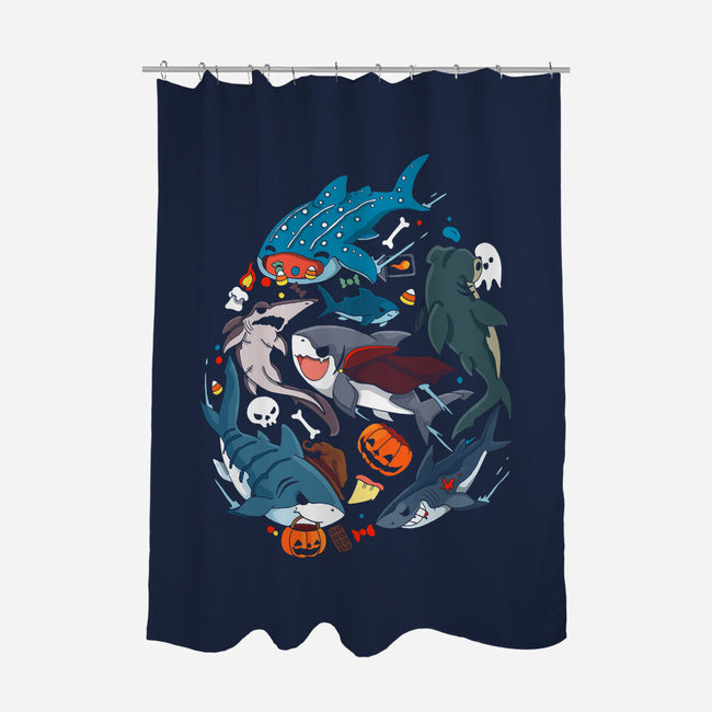 Halloween Sharks-None-Polyester-Shower Curtain-Vallina84