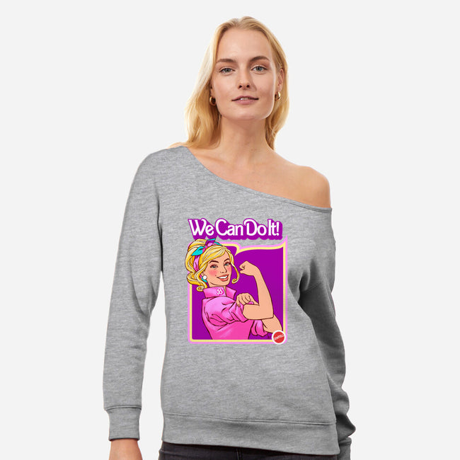 Barbie Can Do It-Womens-Off Shoulder-Sweatshirt-hugohugo