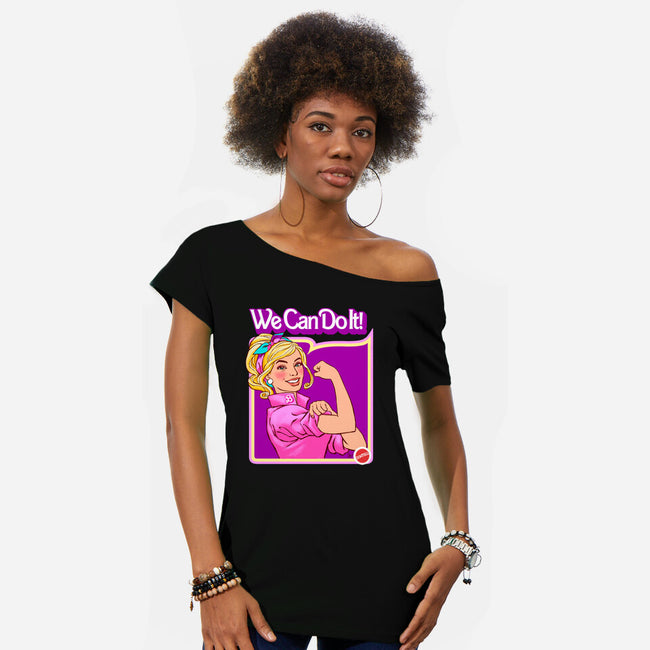 Barbie Can Do It-Womens-Off Shoulder-Tee-hugohugo