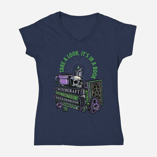 Dark Books-Womens-V-Neck-Tee-momma_gorilla