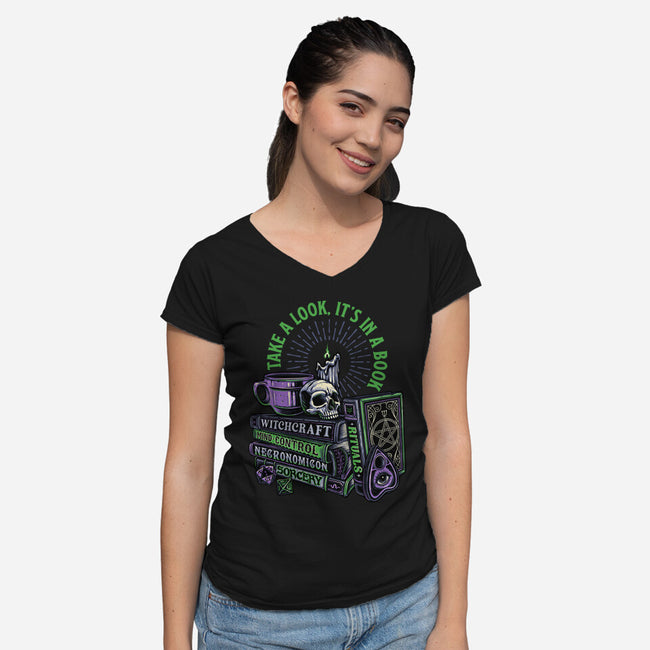 Dark Books-Womens-V-Neck-Tee-momma_gorilla