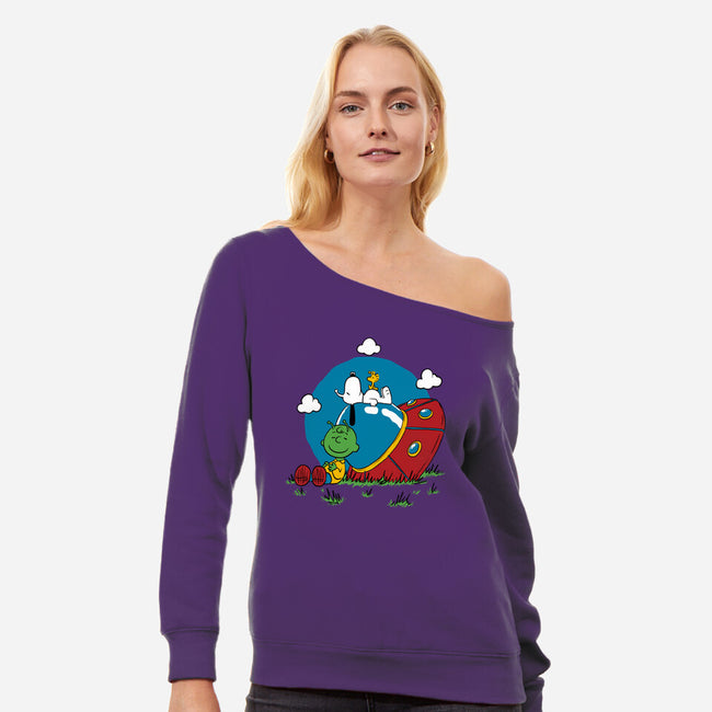 Beagle Dog Extraterrestrial-Womens-Off Shoulder-Sweatshirt-Studio Mootant