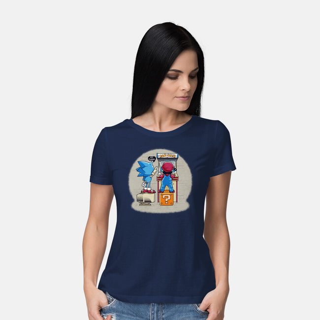 Sonic And Mario-Womens-Basic-Tee-Thiagor6