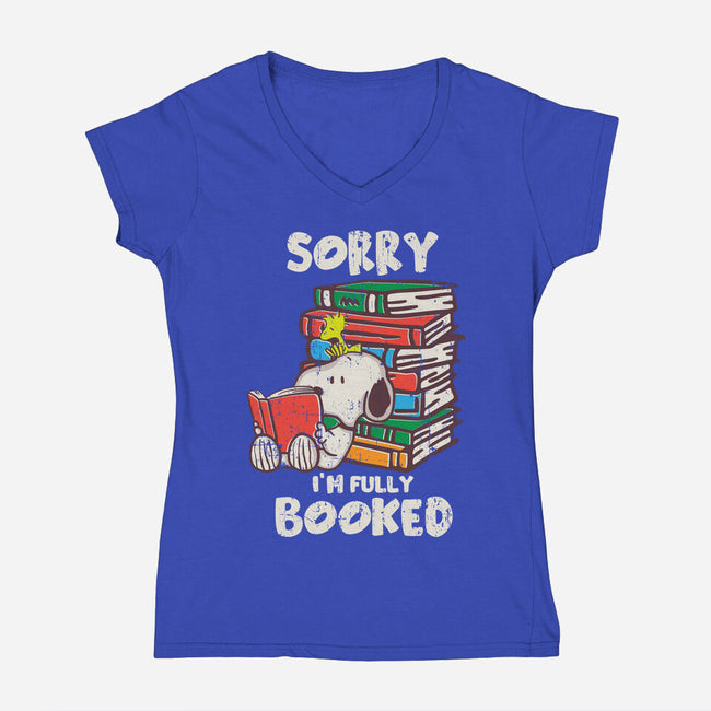 I'm Fully Booked-Womens-V-Neck-Tee-turborat14