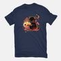 Demon Cat Halloween-Womens-Fitted-Tee-NemiMakeit