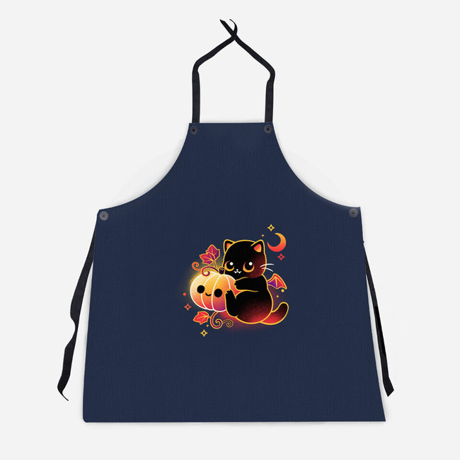 Demon Cat Halloween-Unisex-Kitchen-Apron-NemiMakeit