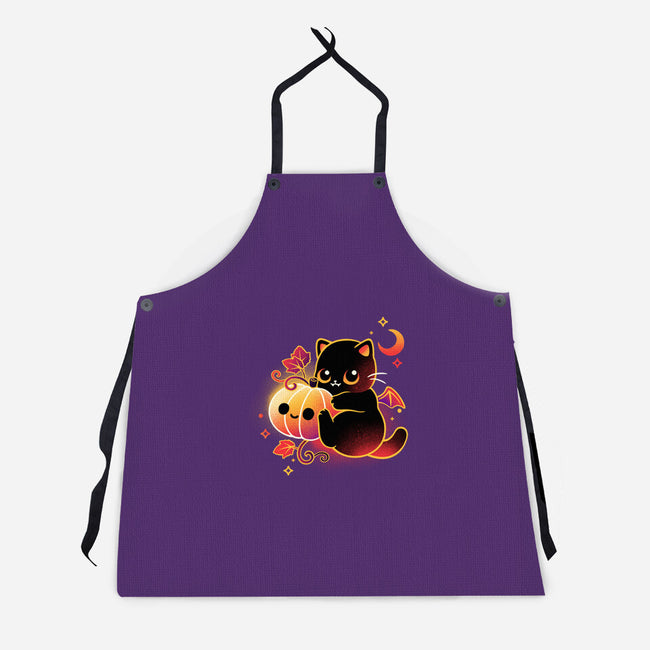 Demon Cat Halloween-Unisex-Kitchen-Apron-NemiMakeit