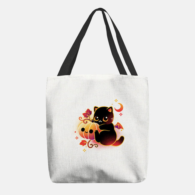 Demon Cat Halloween-None-Basic Tote-Bag-NemiMakeit