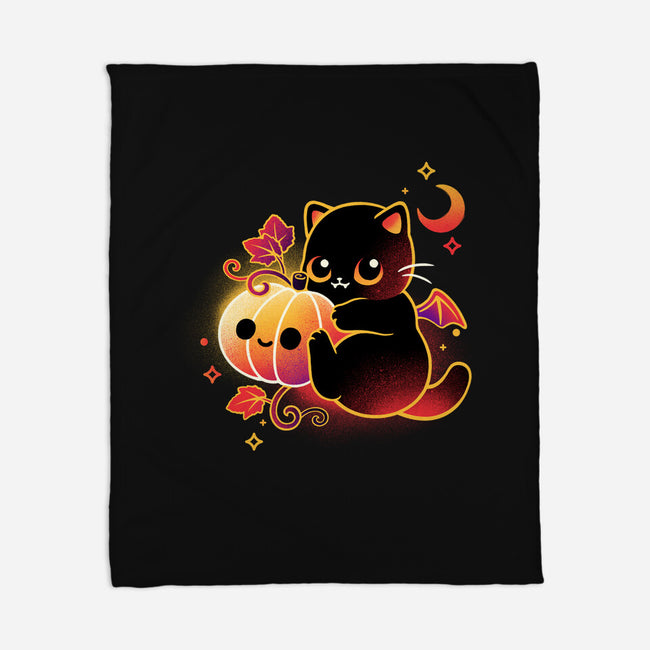 Demon Cat Halloween-None-Fleece-Blanket-NemiMakeit