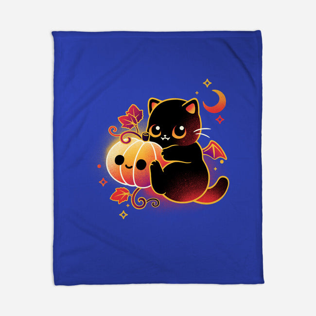 Demon Cat Halloween-None-Fleece-Blanket-NemiMakeit