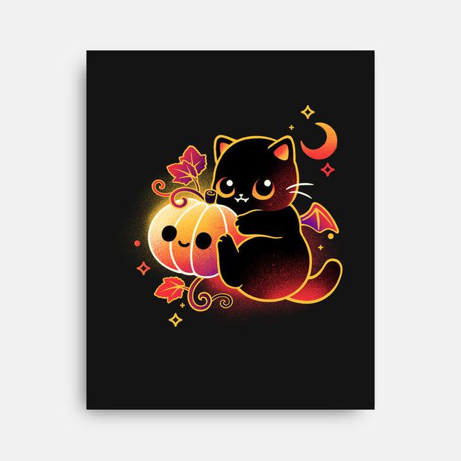 Demon Cat Halloween-None-Stretched-Canvas-NemiMakeit