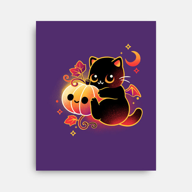 Demon Cat Halloween-None-Stretched-Canvas-NemiMakeit