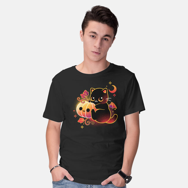 Demon Cat Halloween-Mens-Basic-Tee-NemiMakeit