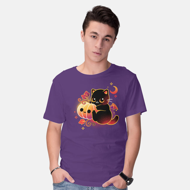 Demon Cat Halloween-Mens-Basic-Tee-NemiMakeit