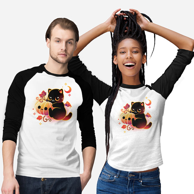 Demon Cat Halloween-Unisex-Baseball-Tee-NemiMakeit