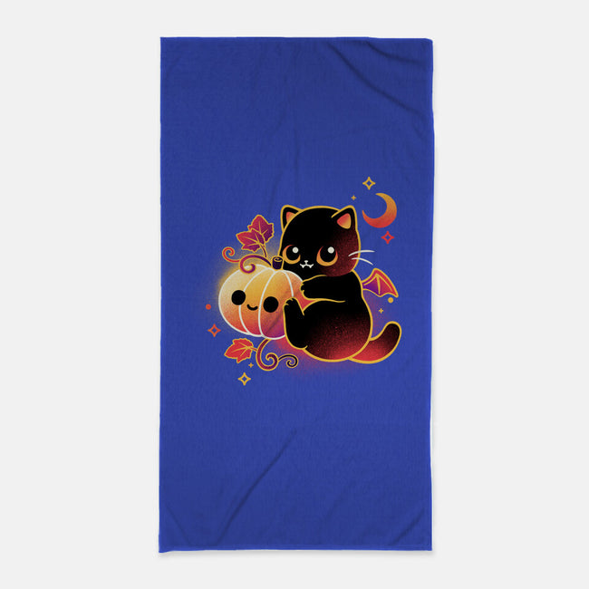 Demon Cat Halloween-None-Beach-Towel-NemiMakeit