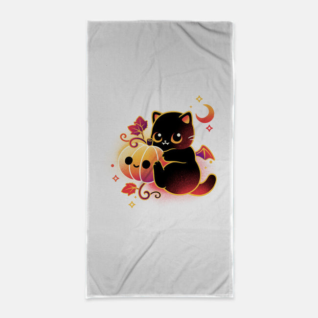 Demon Cat Halloween-None-Beach-Towel-NemiMakeit