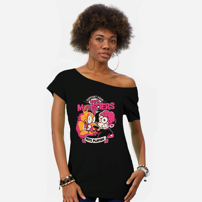 Support Your Local Werewolf-Womens-Off Shoulder-Tee-estudiofitas