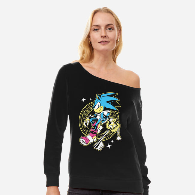 Blue Heart-Womens-Off Shoulder-Sweatshirt-GoblinTengu