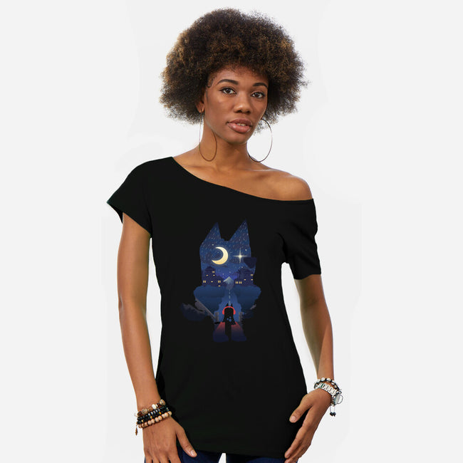 Bluey Night-Womens-Off Shoulder-Tee-dandingeroz