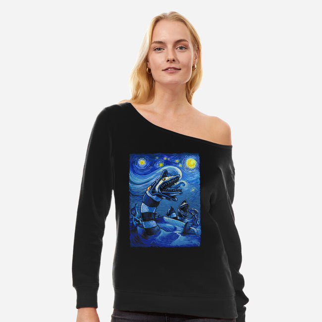 Starry Saturn-Womens-Off Shoulder-Sweatshirt-daobiwan