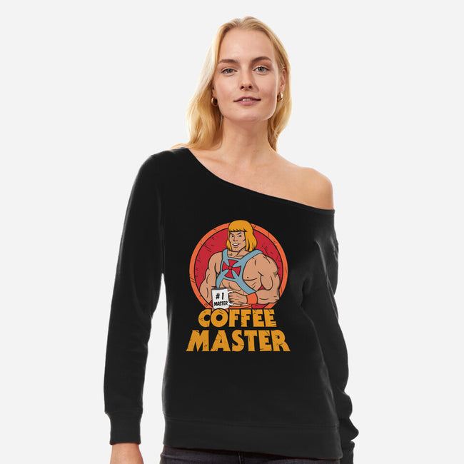 He-Man Coffee Master-Womens-Off Shoulder-Sweatshirt-Melonseta