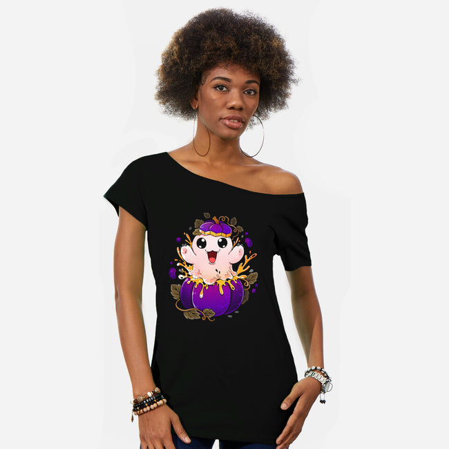 Pumpkin Intelligence-Womens-Off Shoulder-Tee-Vallina84