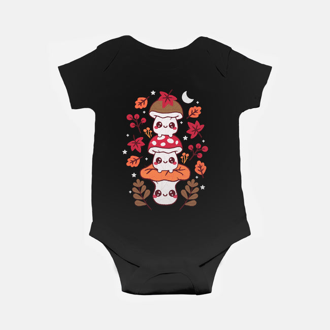 Mushrooms Embroidery Patch-Baby-Basic-Onesie-NemiMakeit