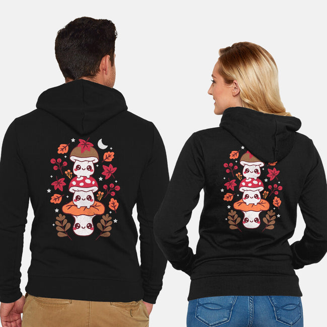 Mushrooms Embroidery Patch-Unisex-Zip-Up-Sweatshirt-NemiMakeit