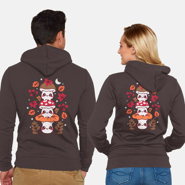 Mushrooms Embroidery Patch-Unisex-Zip-Up-Sweatshirt-NemiMakeit