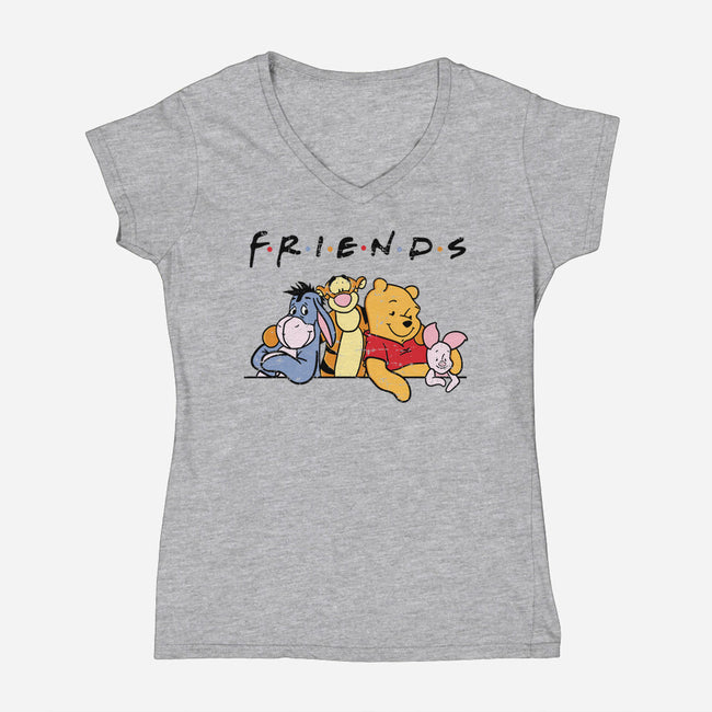 Animal Friends-Womens-V-Neck-Tee-turborat14