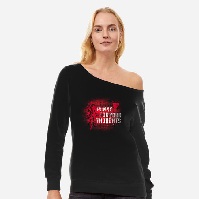 Penny For Your Thoughts-Womens-Off Shoulder-Sweatshirt-rocketman_art