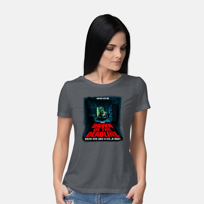 Dawn Of The Deadline-Womens-Basic-Tee-Monsters with ADHD