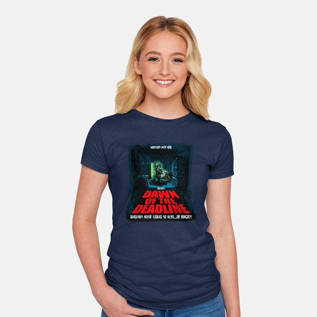 Dawn Of The Deadline-Womens-Fitted-Tee-Monsters with ADHD