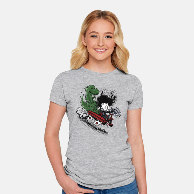 Edward And Dino-Womens-Fitted-Tee-zascanauta