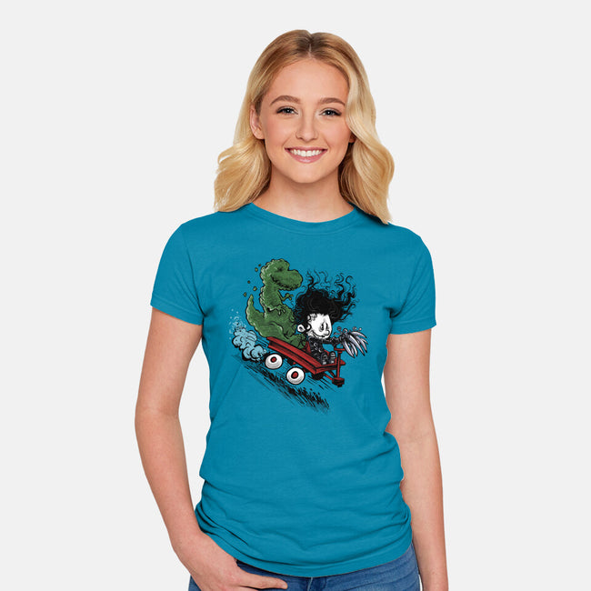 Edward And Dino-Womens-Fitted-Tee-zascanauta