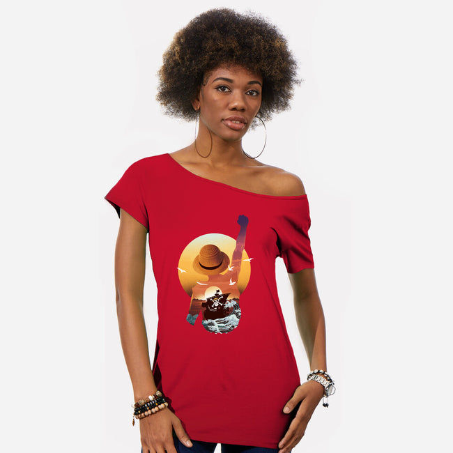 Praise The Sun King Pirate-Womens-Off Shoulder-Tee-dandingeroz