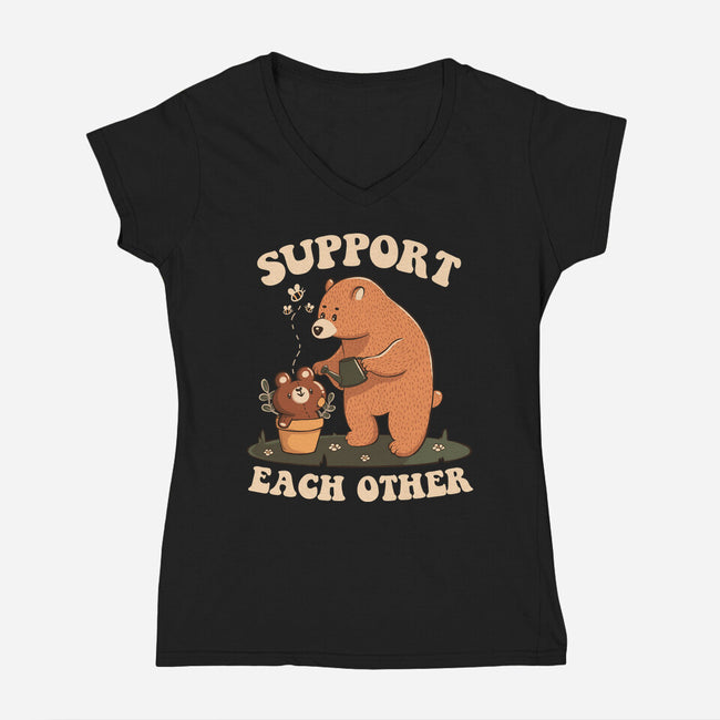 Support Each Other Lovely Bears-Womens-V-Neck-Tee-tobefonseca