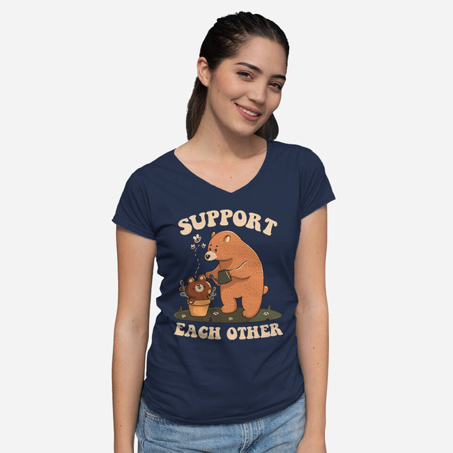 Support Each Other Lovely Bears-Womens-V-Neck-Tee-tobefonseca