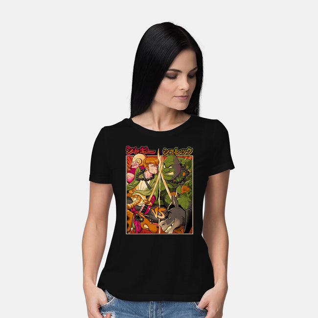 Samurai Sukubi VS Shurekku-Womens-Basic-Tee-Bruno Mota