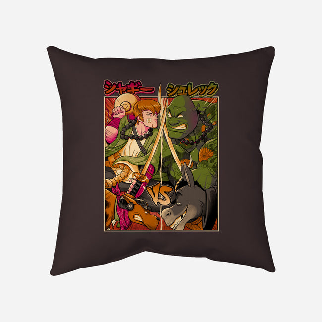 Samurai Sukubi VS Shurekku-None-Removable Cover-Throw Pillow-Bruno Mota