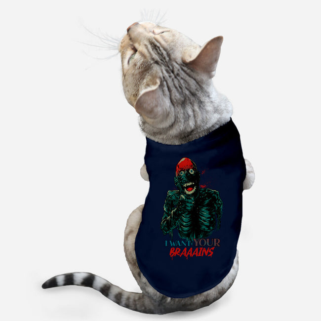 I Want Your Brains-Cat-Basic-Pet Tank-Hafaell