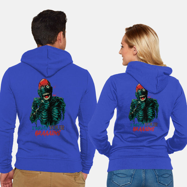 I Want Your Brains-Unisex-Zip-Up-Sweatshirt-Hafaell