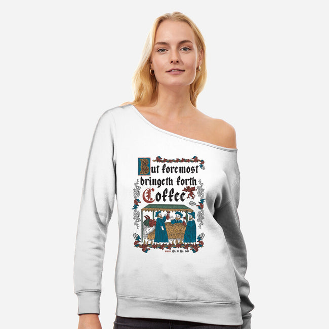 But First Coffee Medieval Style-Womens-Off Shoulder-Sweatshirt-Nemons