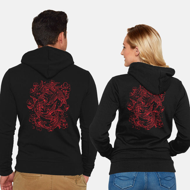 Red Koi-Unisex-Zip-Up-Sweatshirt-eduely