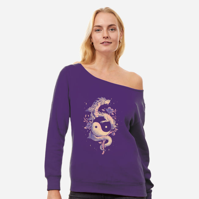 Dragon Flower-Womens-Off Shoulder-Sweatshirt-eduely